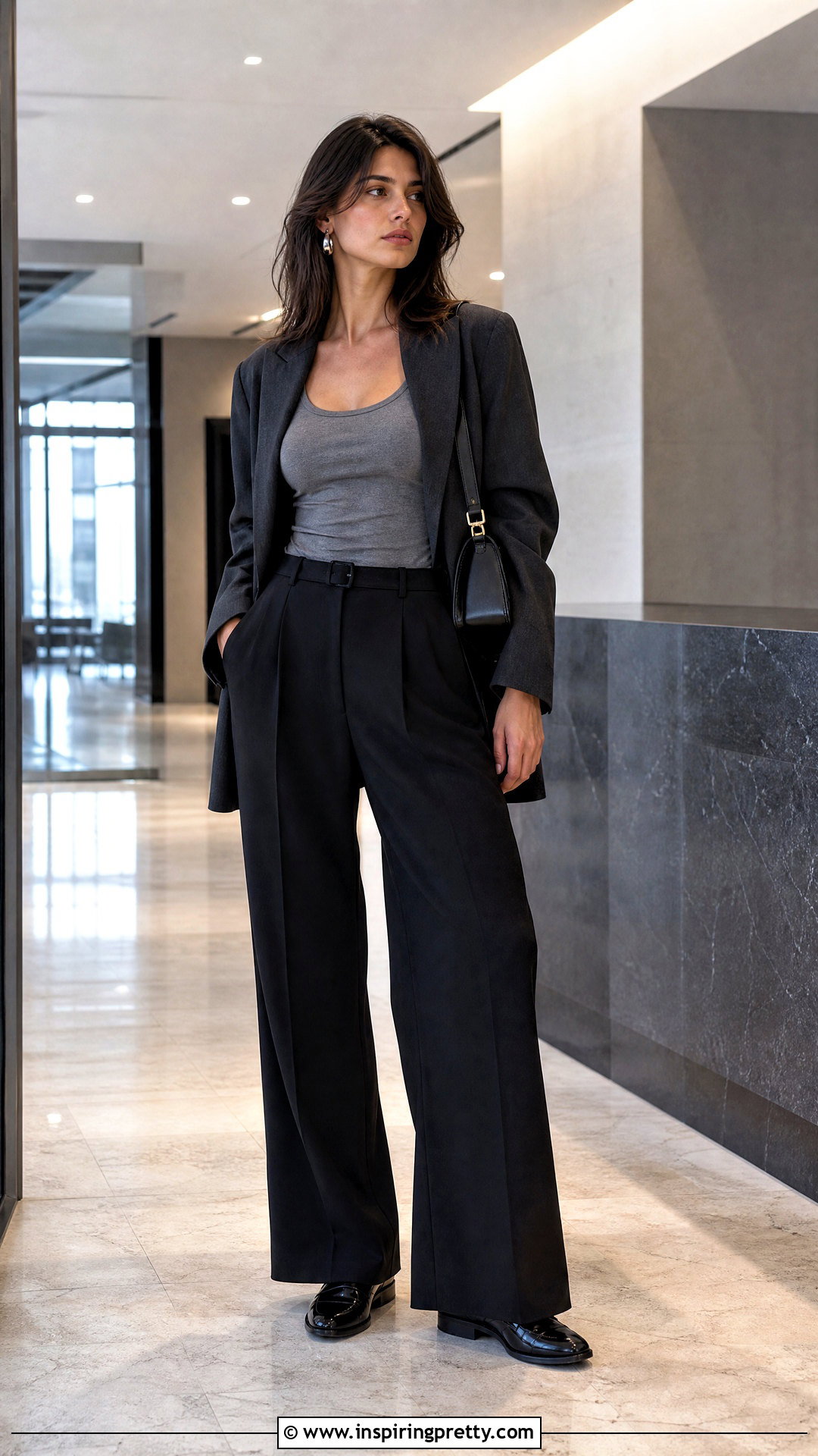 Gray Tank Top And Black Trousers Outfit - 50 pap cewe tank top outfit ideas