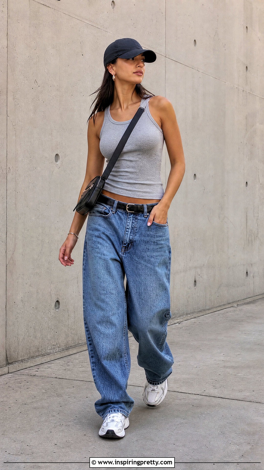 Gray Tank Top With Baggy Jeans - 50 gray tank top outfit ideas