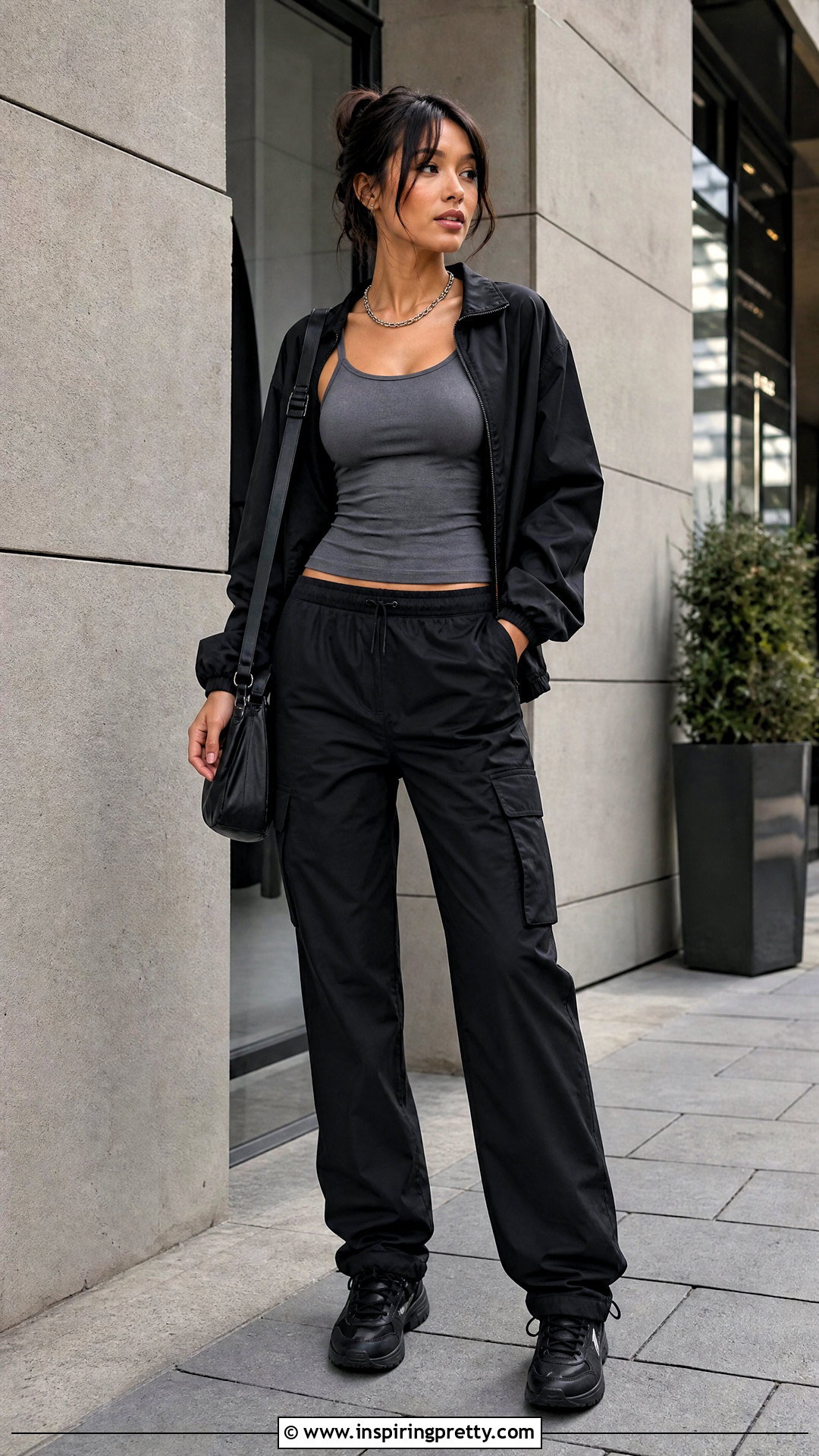 Gray Tank Top With Black Cargo Pants - 50 gray tank top outfit ideas