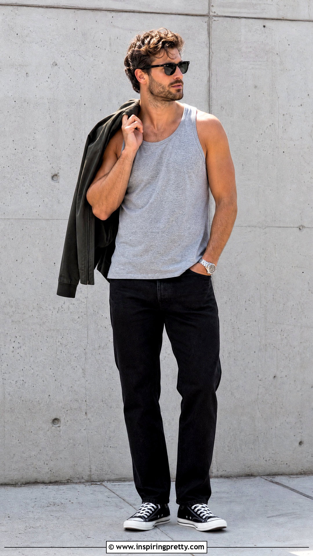 Gray Tank Top With Black Jeans - 50 tank tops for men