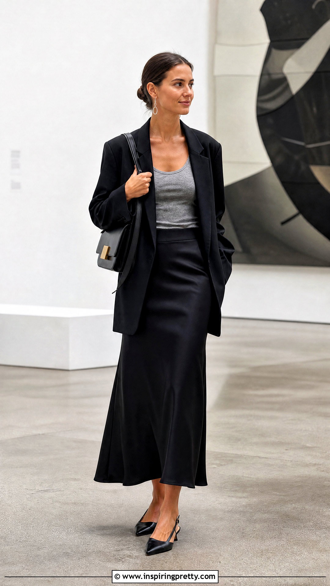 Gray Tank Top With Black Slip Skirt - 50 gray tank top outfit ideas