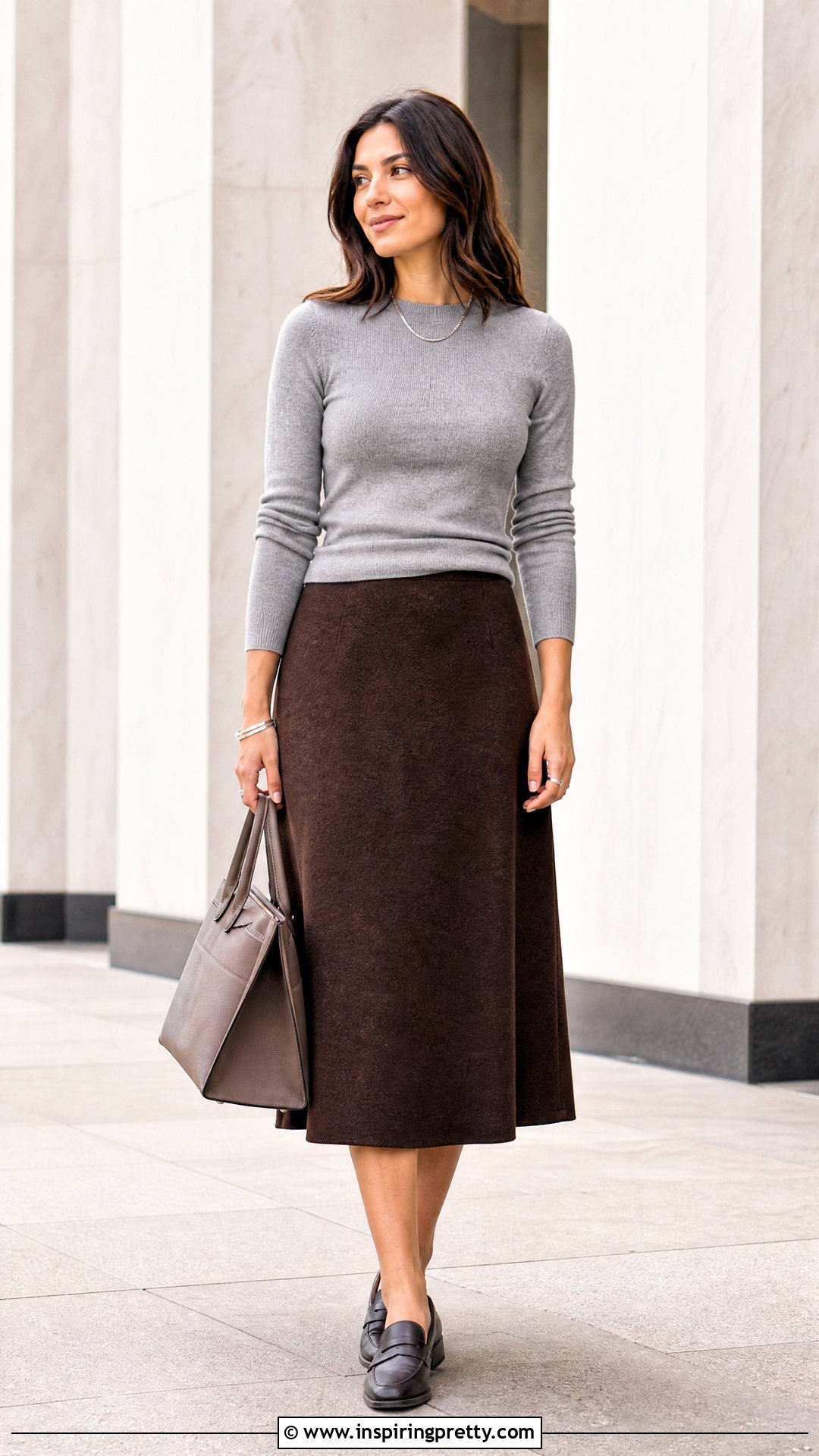 Gray Top With Brown Skirt - what color top goes with brown skirt (25 ways)
