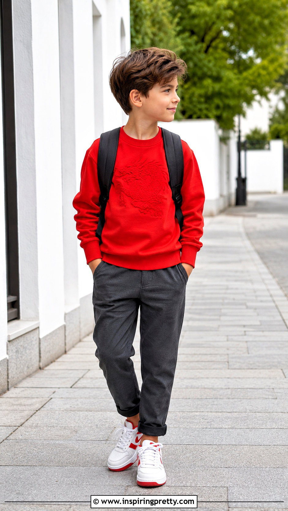 Gray Trousers And Red Sweatshirt Outfit - 50 trouser and top for kids