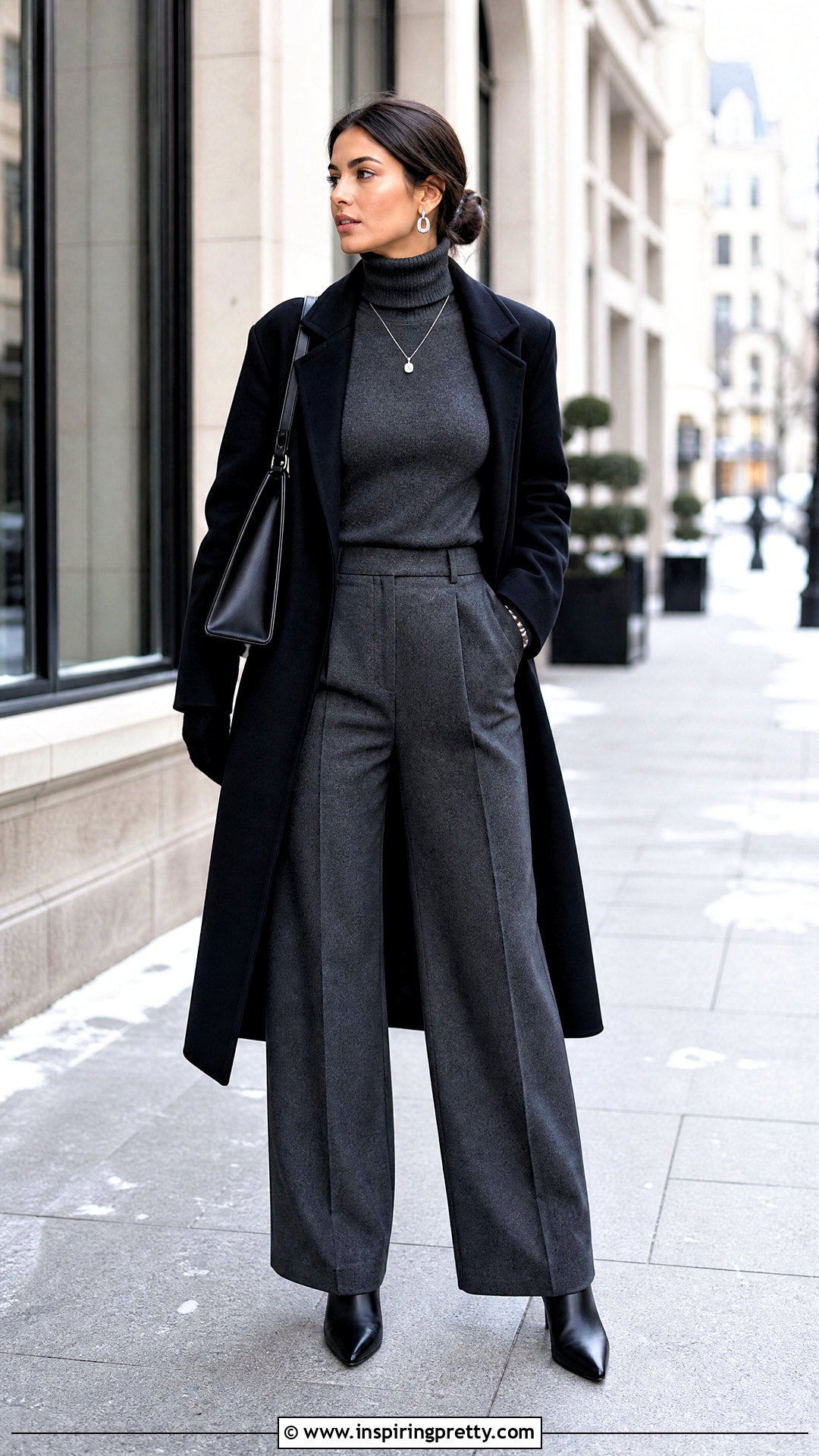 Gray Turtleneck And Trouser Set - 50 two pieces trouser and top