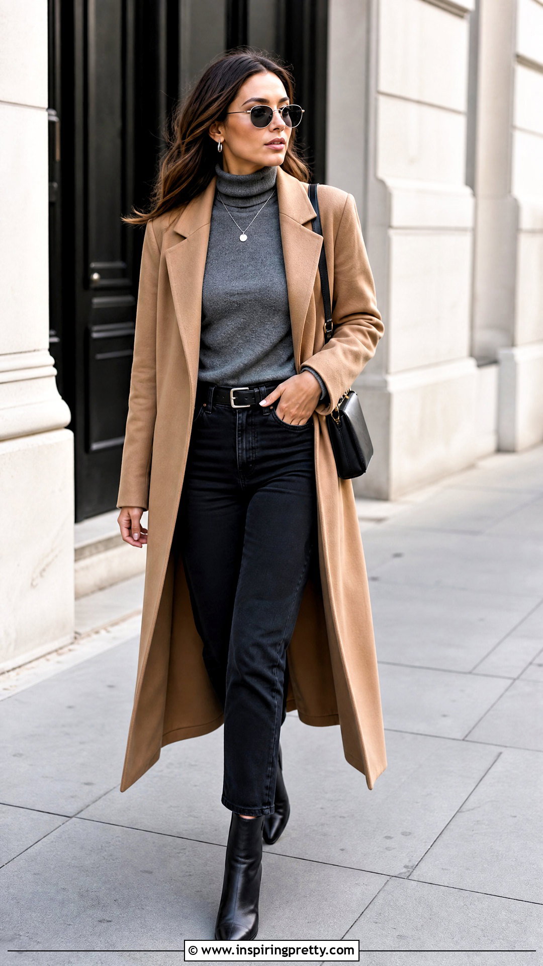 Gray Turtleneck With Black Jeans - 20 Neutral Color Tops Collections