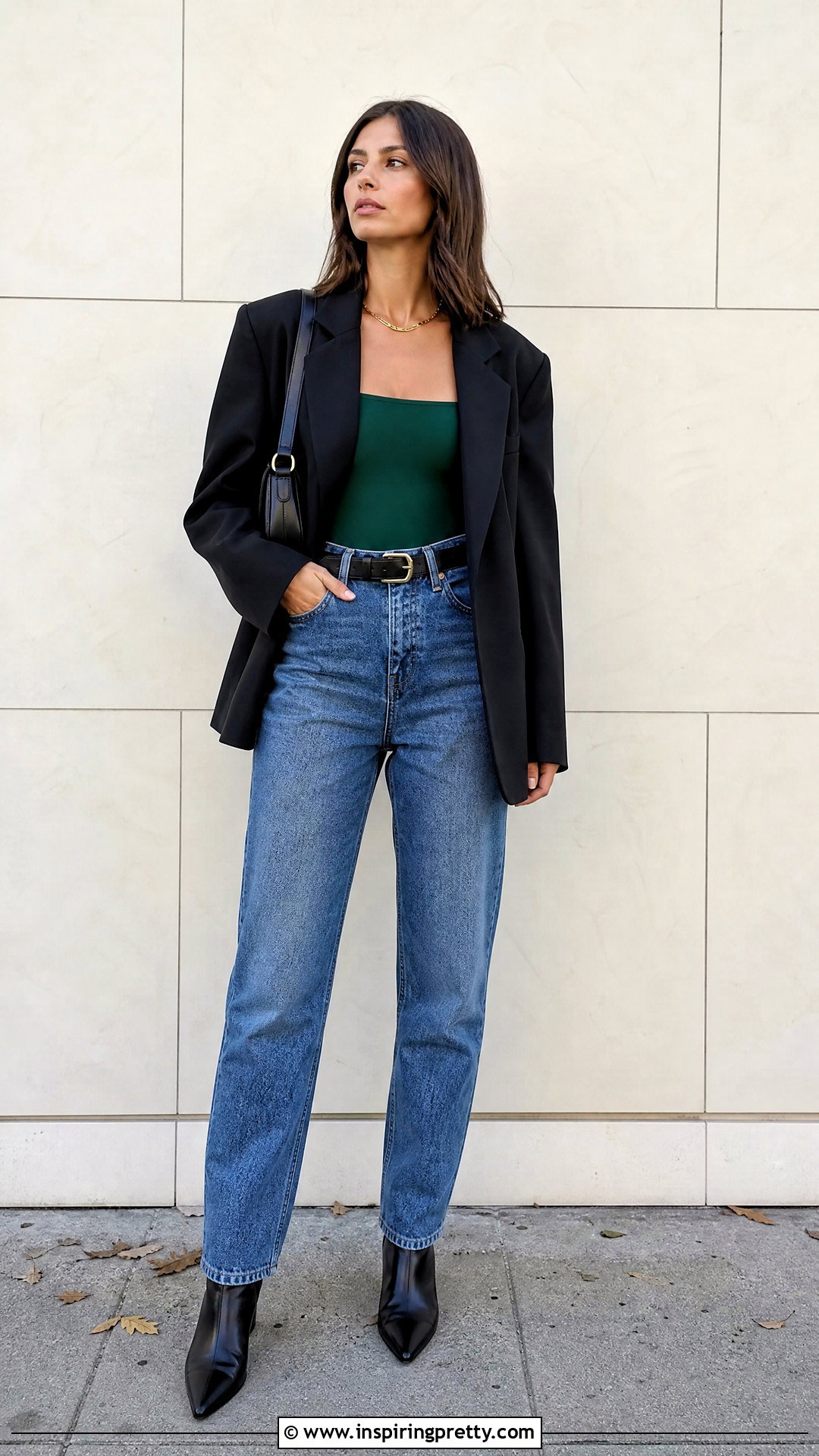 Green Bodysuit With High Waisted Jeans - 50 green tops outfit ideas