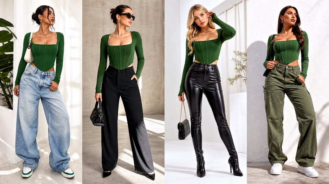 20 Green Corset Top Long Sleeve Outfit Ideas for Nights Out