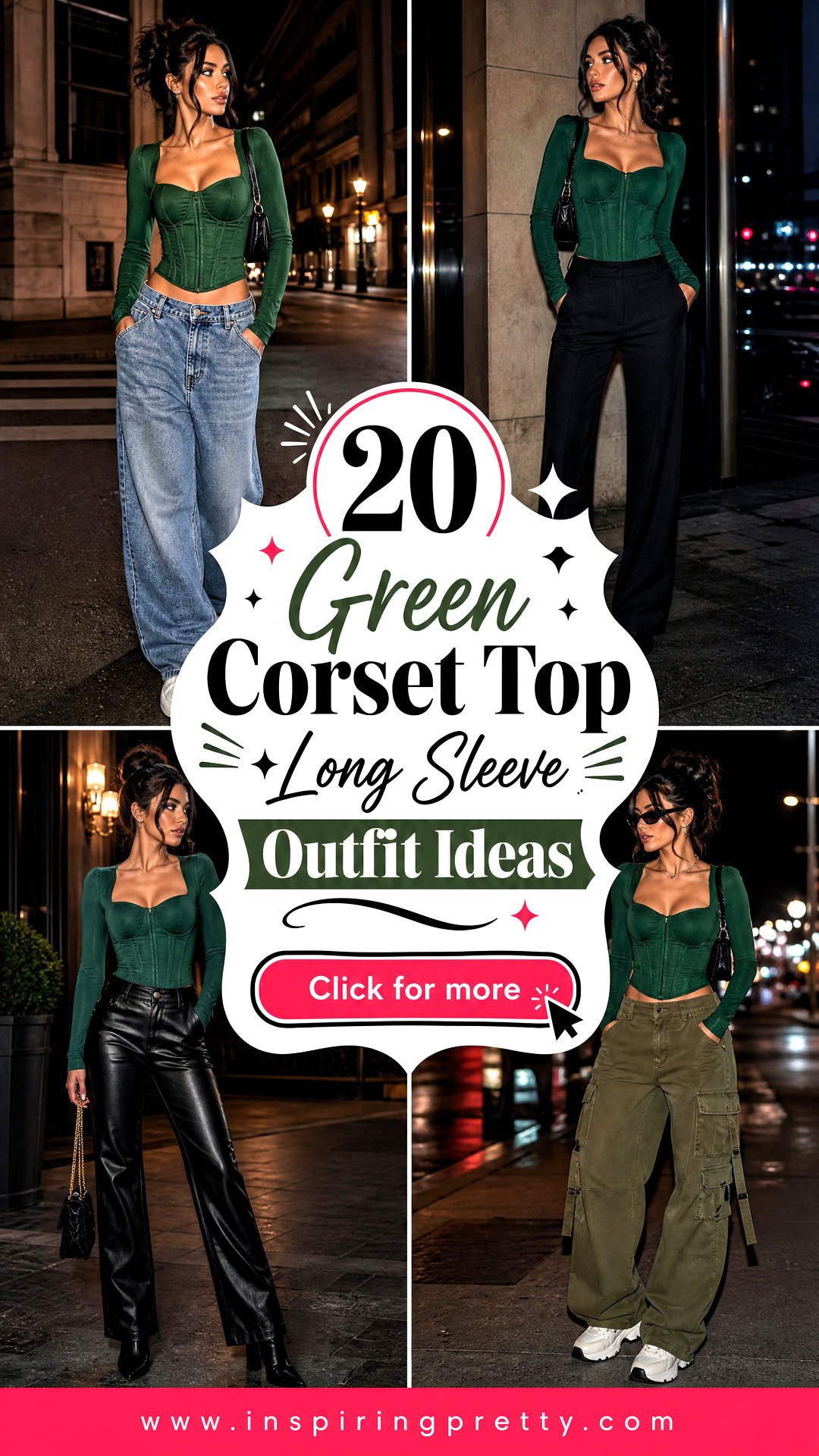 20 Green Corset Top Long Sleeve Outfit Ideas for Nights Out - 20 Green Corset Top Long Sleeve Outfit Ideas for Nights Out