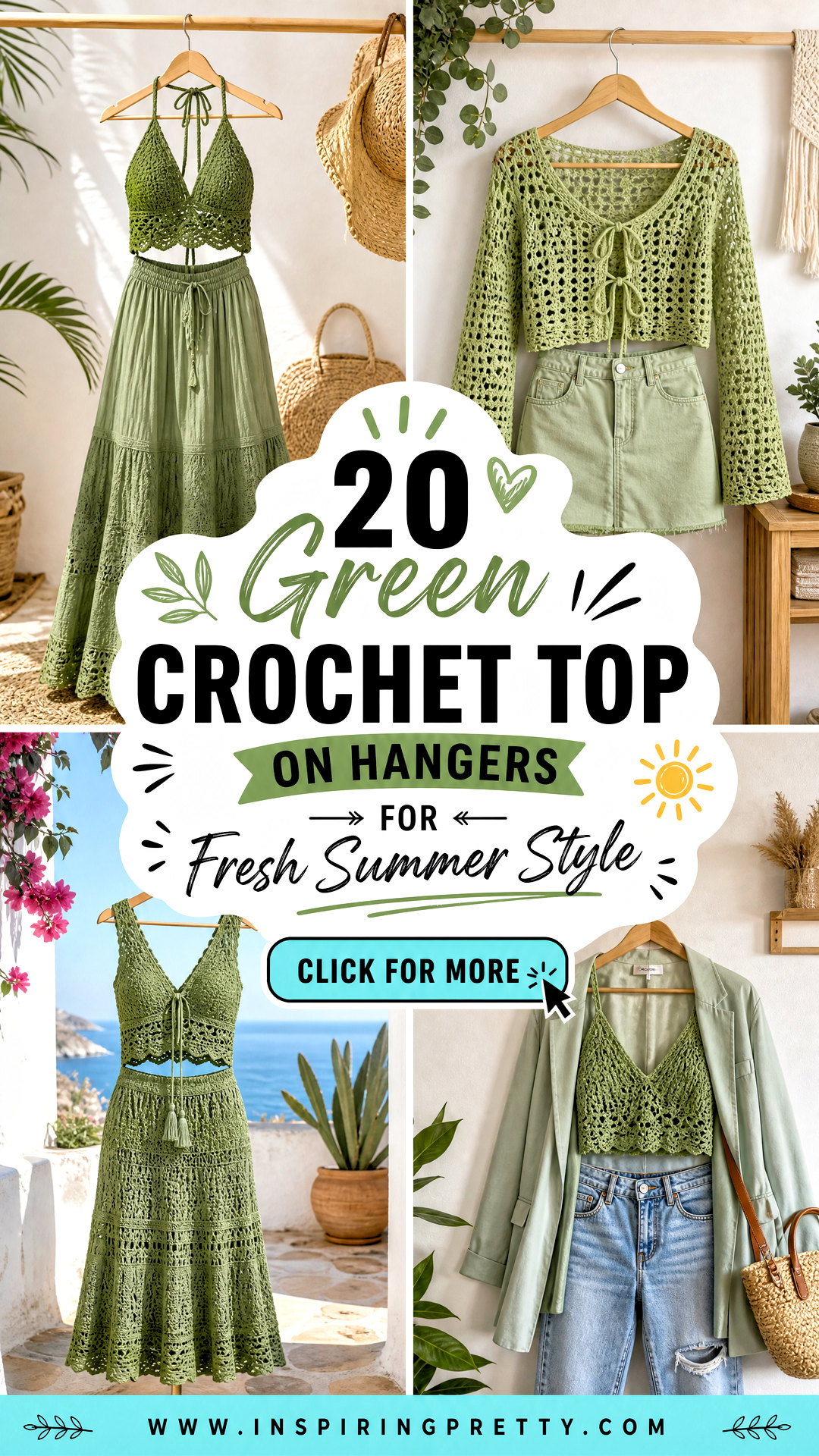 20 Green Crochet Top on Hangers for Fresh Summer Style - 20 Green Crochet Top on Hangers for Fresh Summer Style