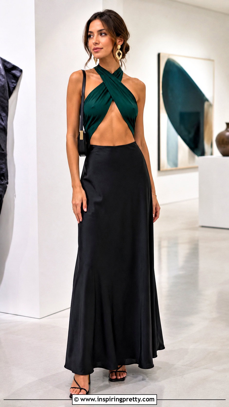 Green Cutout Top With Black Maxi Skirt - 20 Green Cutout Top outfit ideas