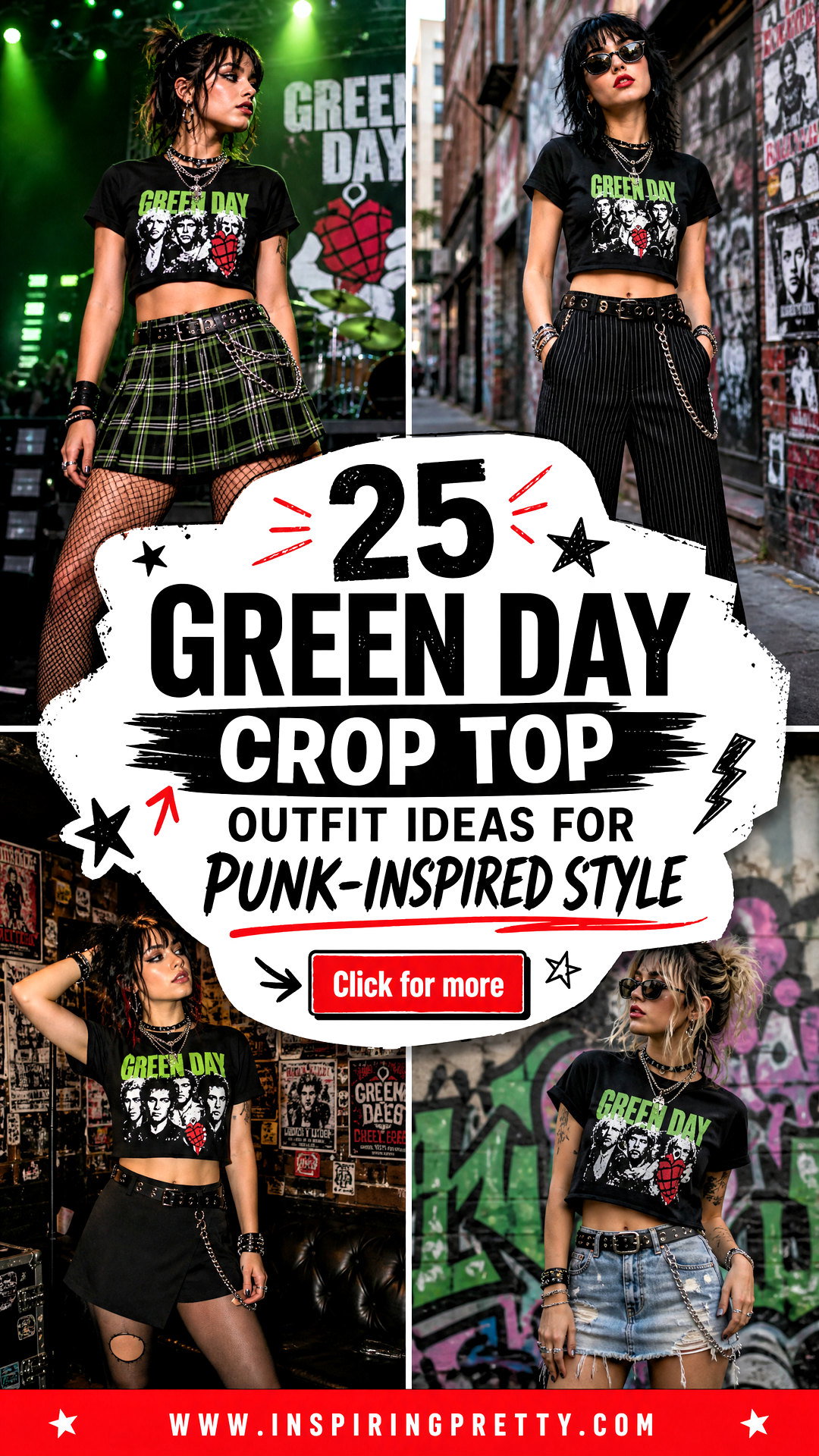 25 Green Day Crop Top Outfit Ideas for Punk-Inspired Style - 25 Green Day Crop Top Outfit Ideas for Punk-Inspired Style