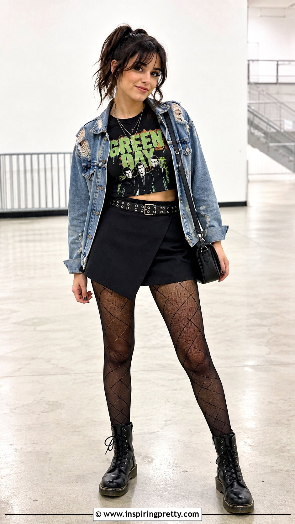 Green Day Crop Top With Black Skort - 25 Green Day Crop Top outfit ideas