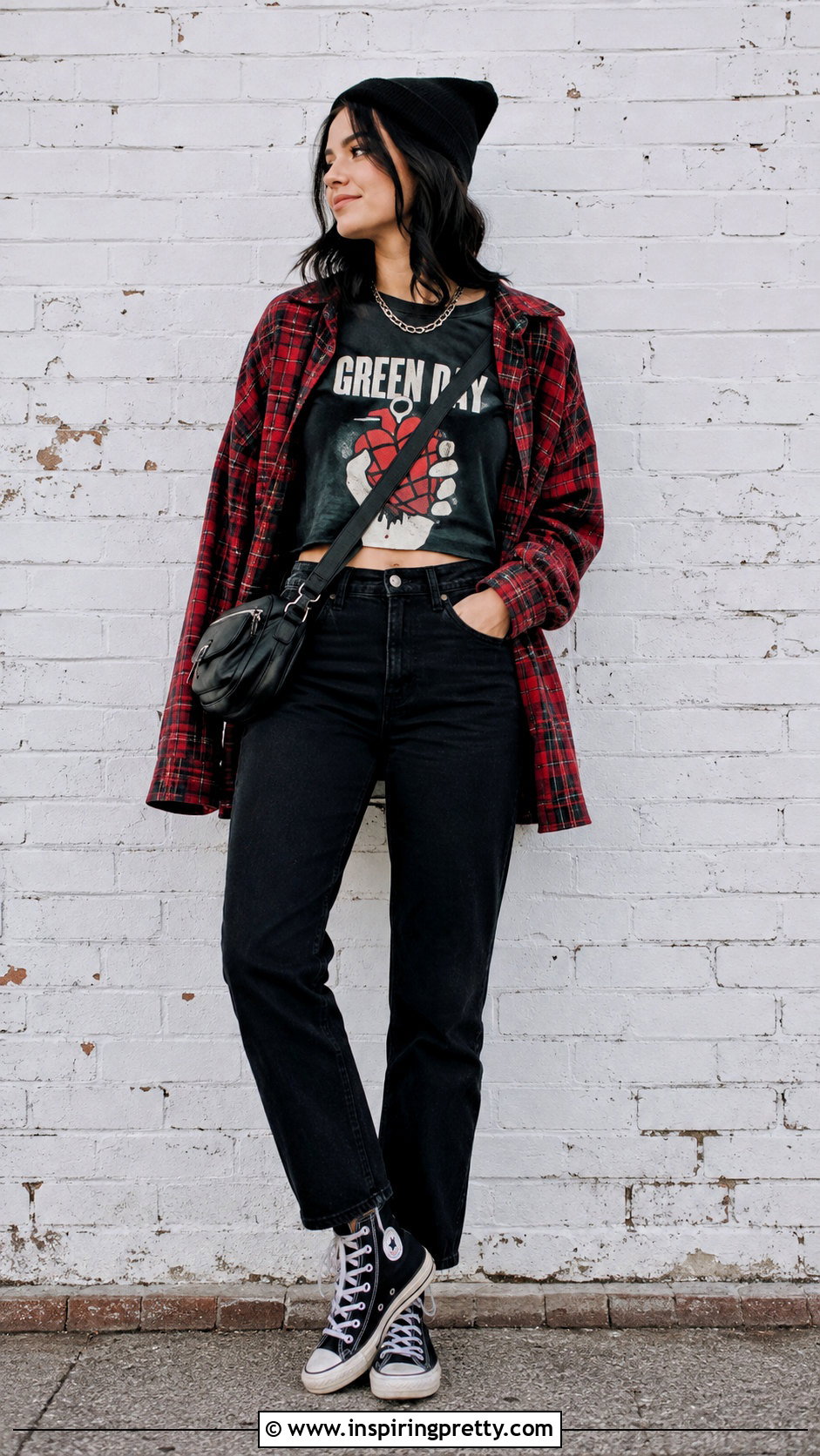 Green Day Crop Top With Flannel Shirt - 25 Green Day Crop Top outfit ideas