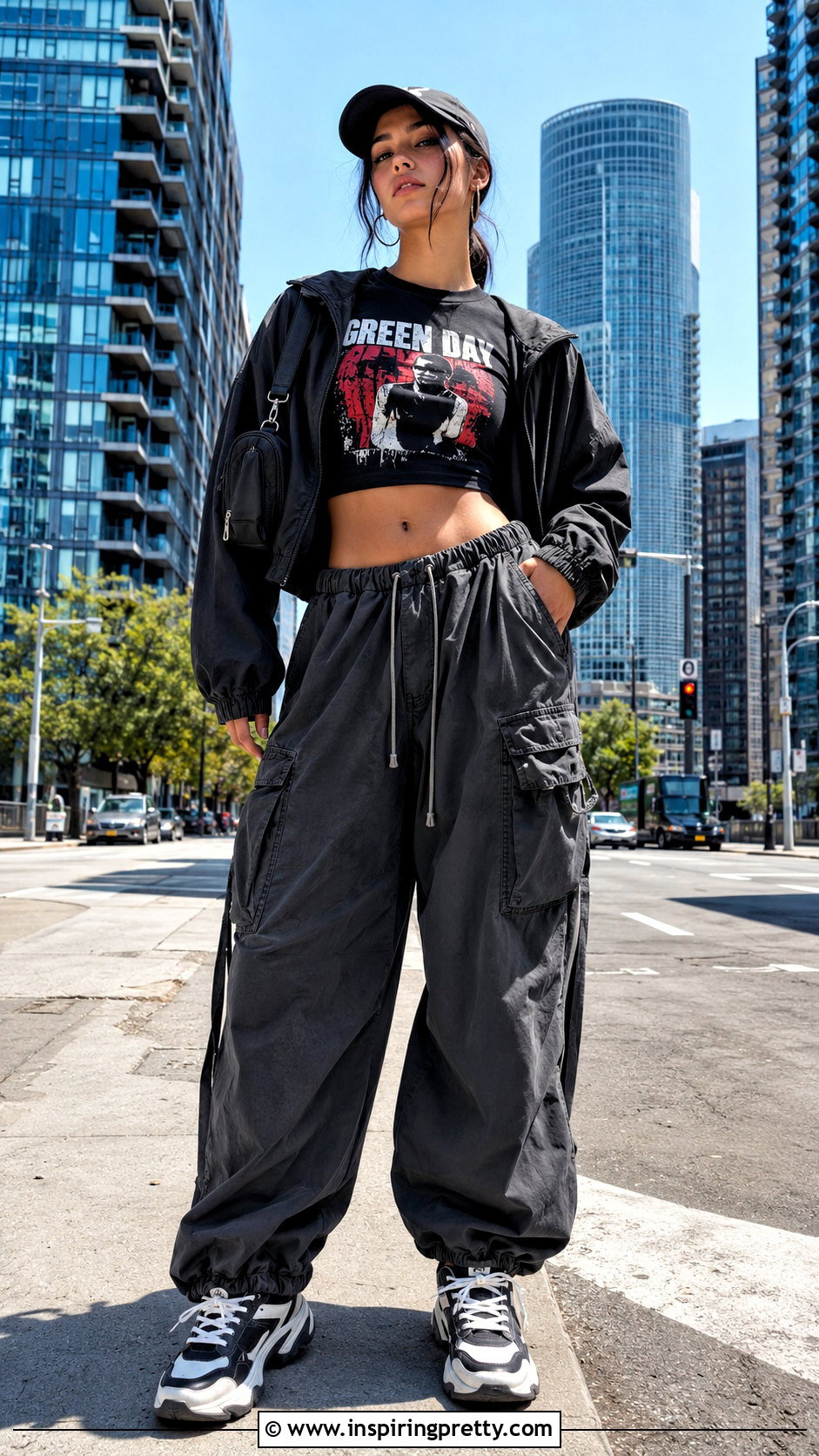 Green Day Crop Top With Parachute Pants - 25 Green Day Crop Top outfit ideas