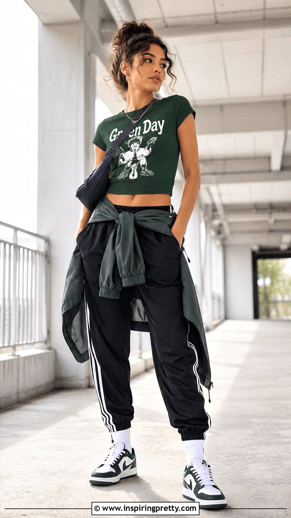 Green Day Crop Top With Track Pants - 25 Green Day Crop Top outfit ideas