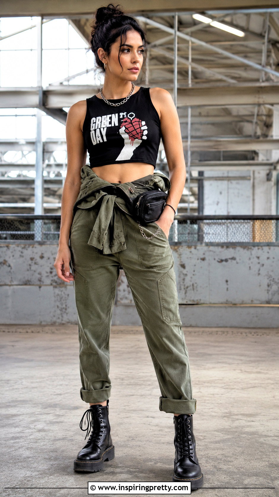 Green Day Crop Top With Utility Jumpsuit - 25 Green Day Crop Top outfit ideas