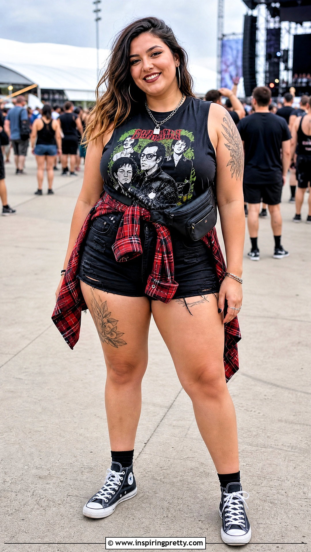Green Day Tank Top With Black Denim Shorts - 25 green day tank top outfit ideas