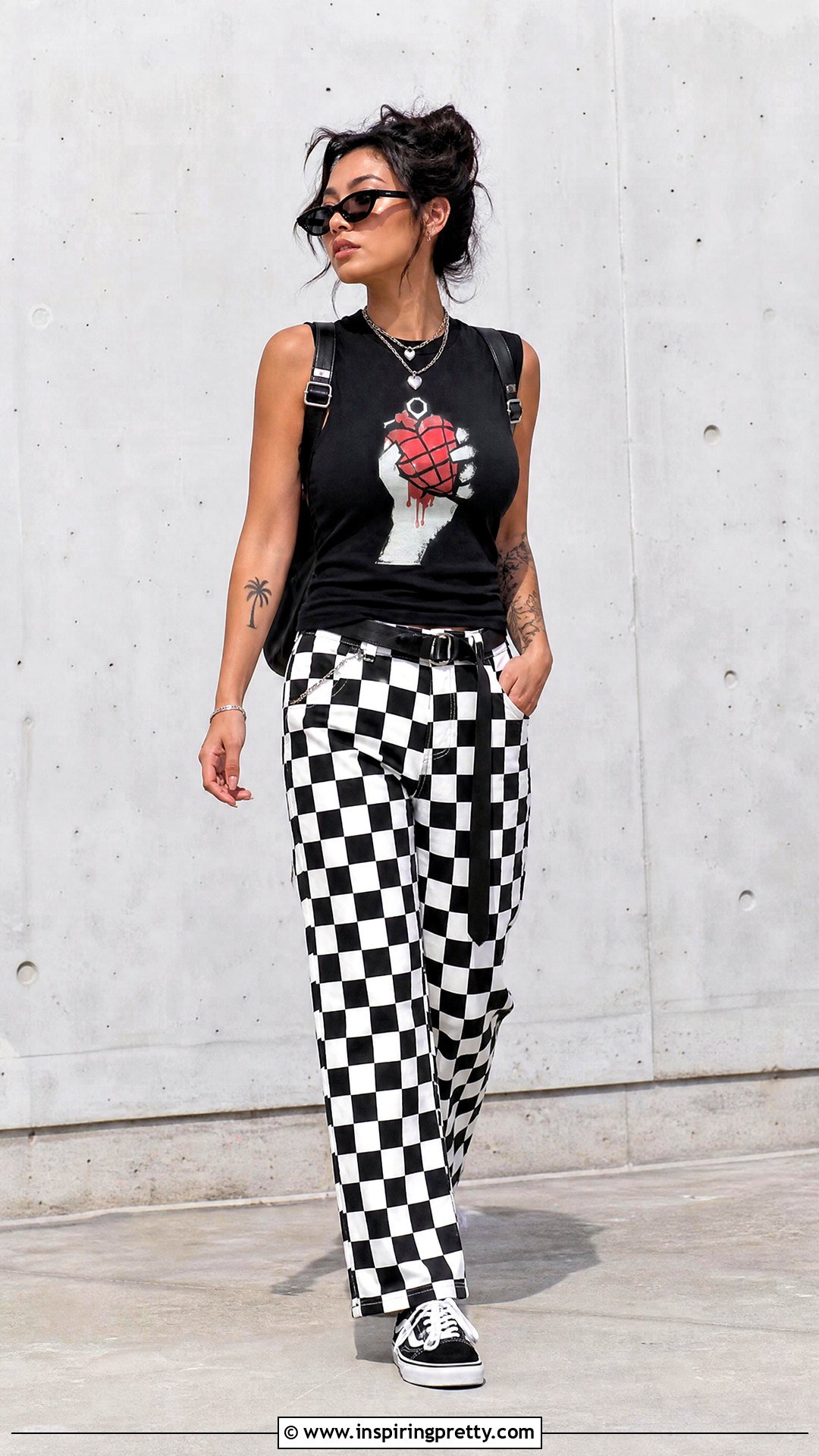 Green Day Tank Top With Checkerboard Pants - 25 green day tank top outfit ideas