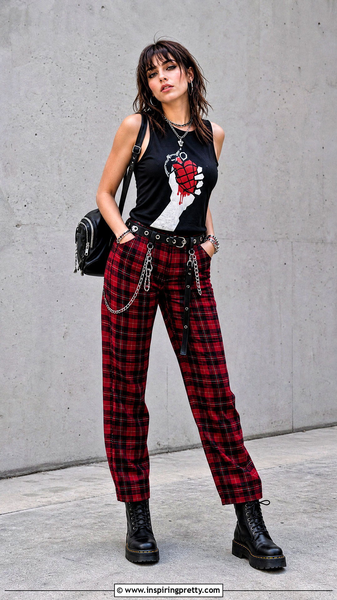 Green Day Tank Top With Plaid Pants - 25 green day tank top outfit ideas