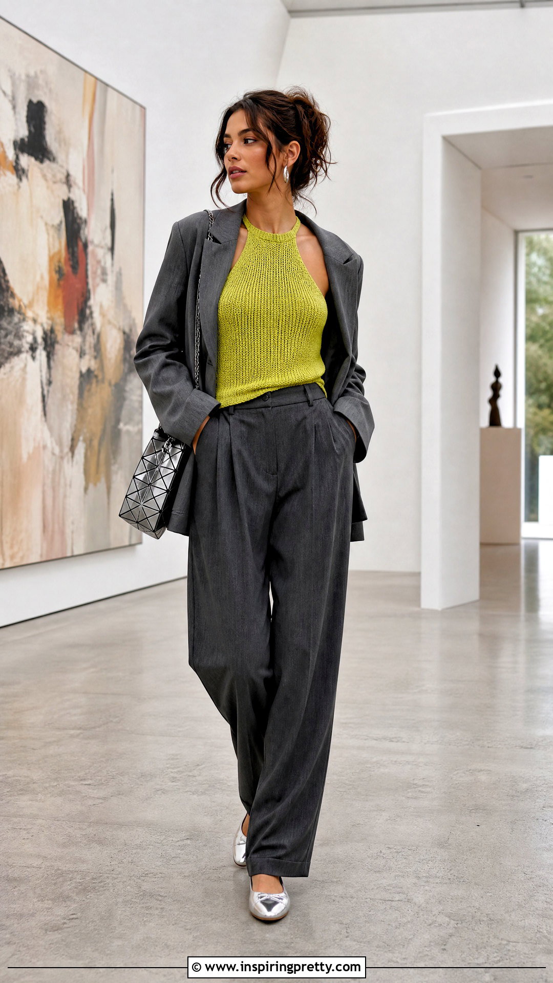 Green Halter Top With Gray Trousers - 50 green halter top outfit ideas