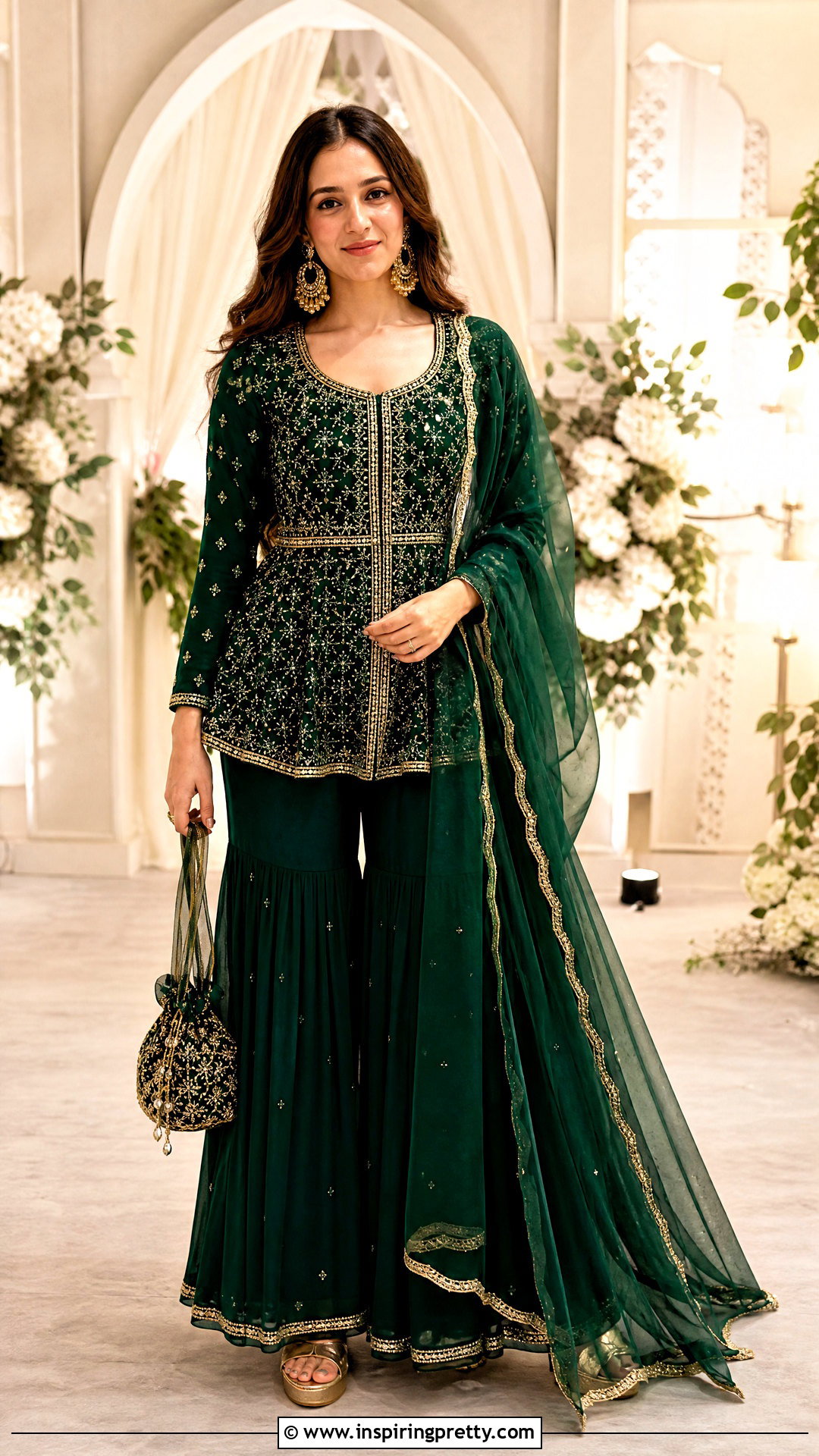 Green Indian Peplum Top With Sharara - 50 indian peplum top outfits