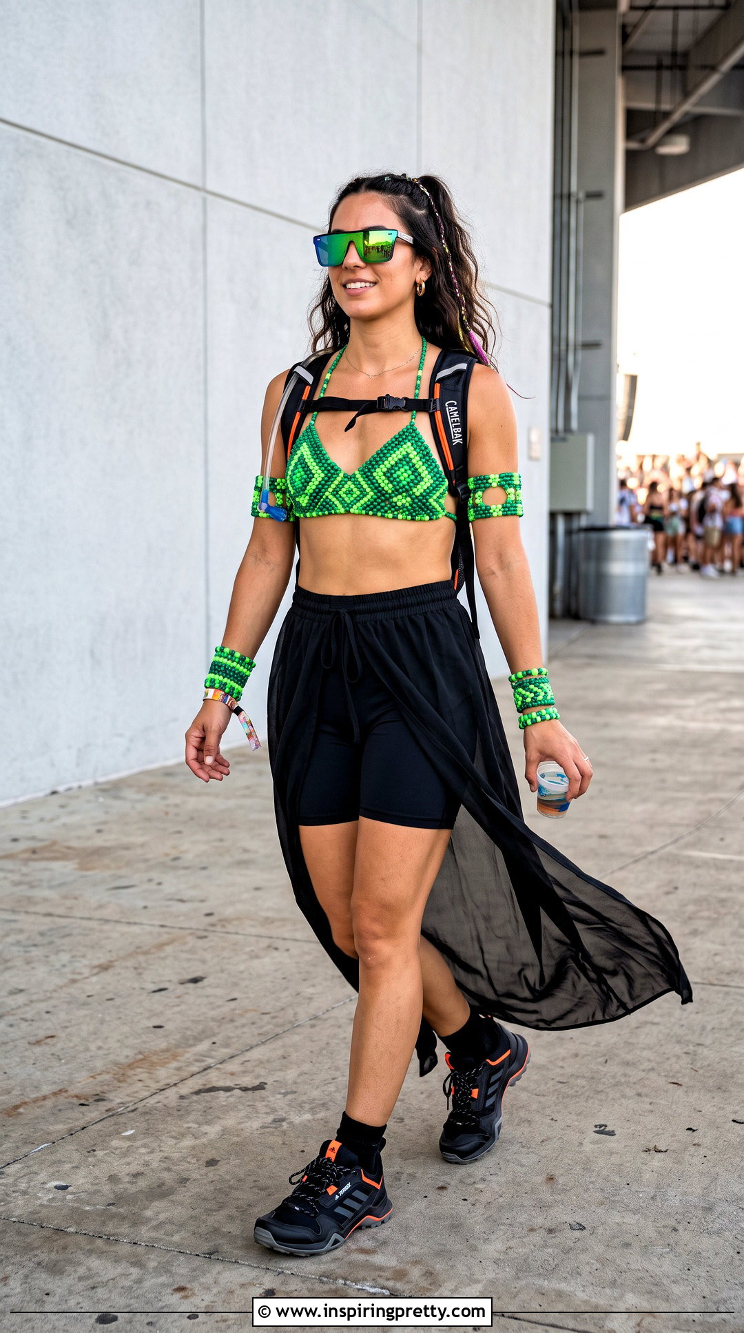 Green Kandi Top With Sheer Overlay Pants - 50 kandi top outfit ideas