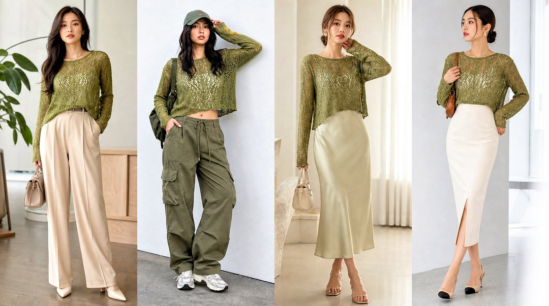 20 Green Lace Knit Top Outfit Ideas for Chic Romantic Style