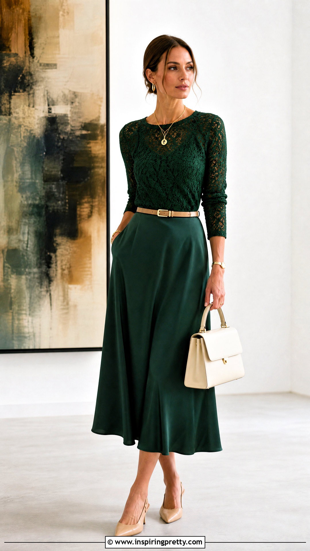 Green Lace Knit Top With Matching Green Skirt - 20 green lace knit top outfit ideas