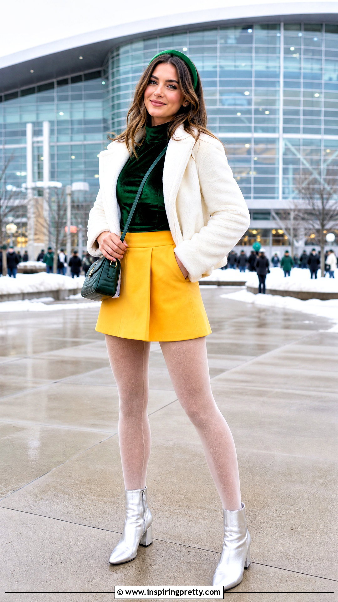Green Long Sleeve Top Yellow Mini Skirt Outfit - 20 1989 Green Top Yellow Skirt outfit ideas