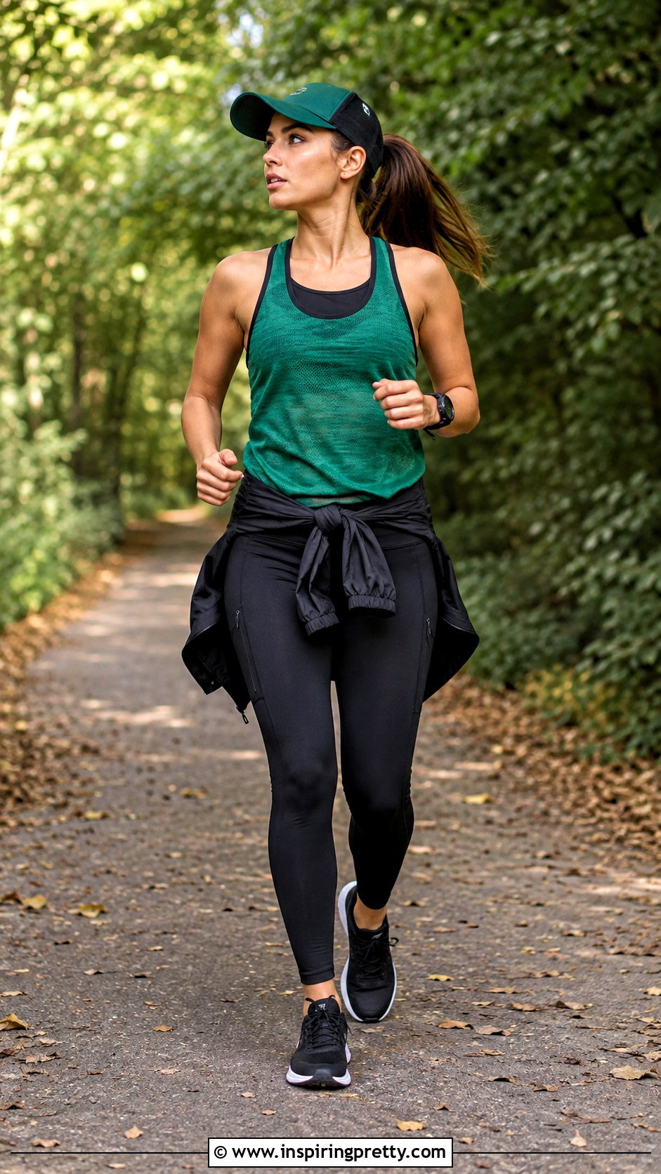 Green Mesh Running Top With Black Running Tights - 25 mesh running top outfit ideas