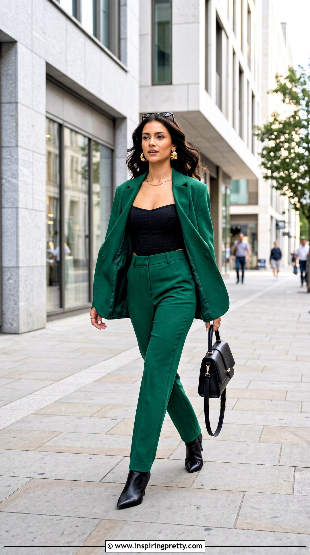 Green Pants Suit With Black Corset Top - 25 Pants Suit With Corset Tops