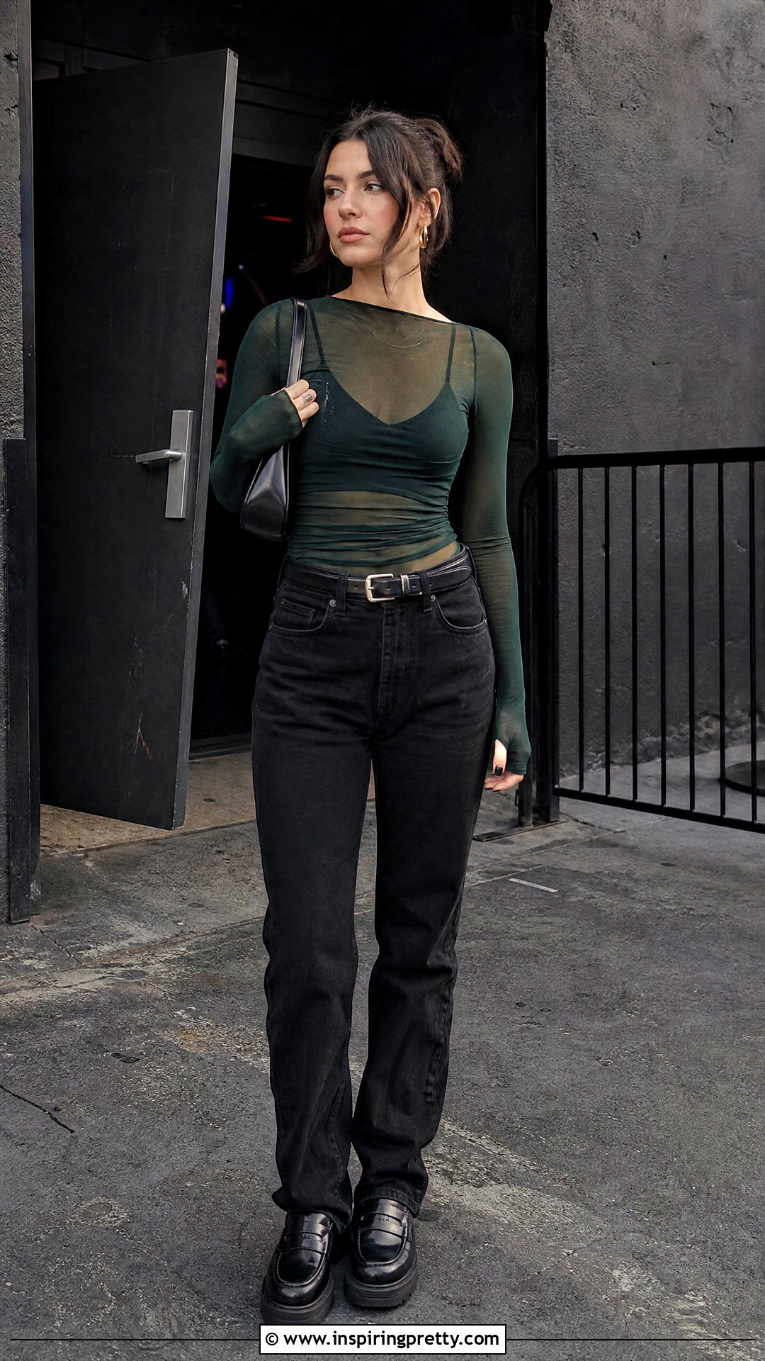 Green Panty Hose Top With Black Jeans - 25 panty hose top diy ideas