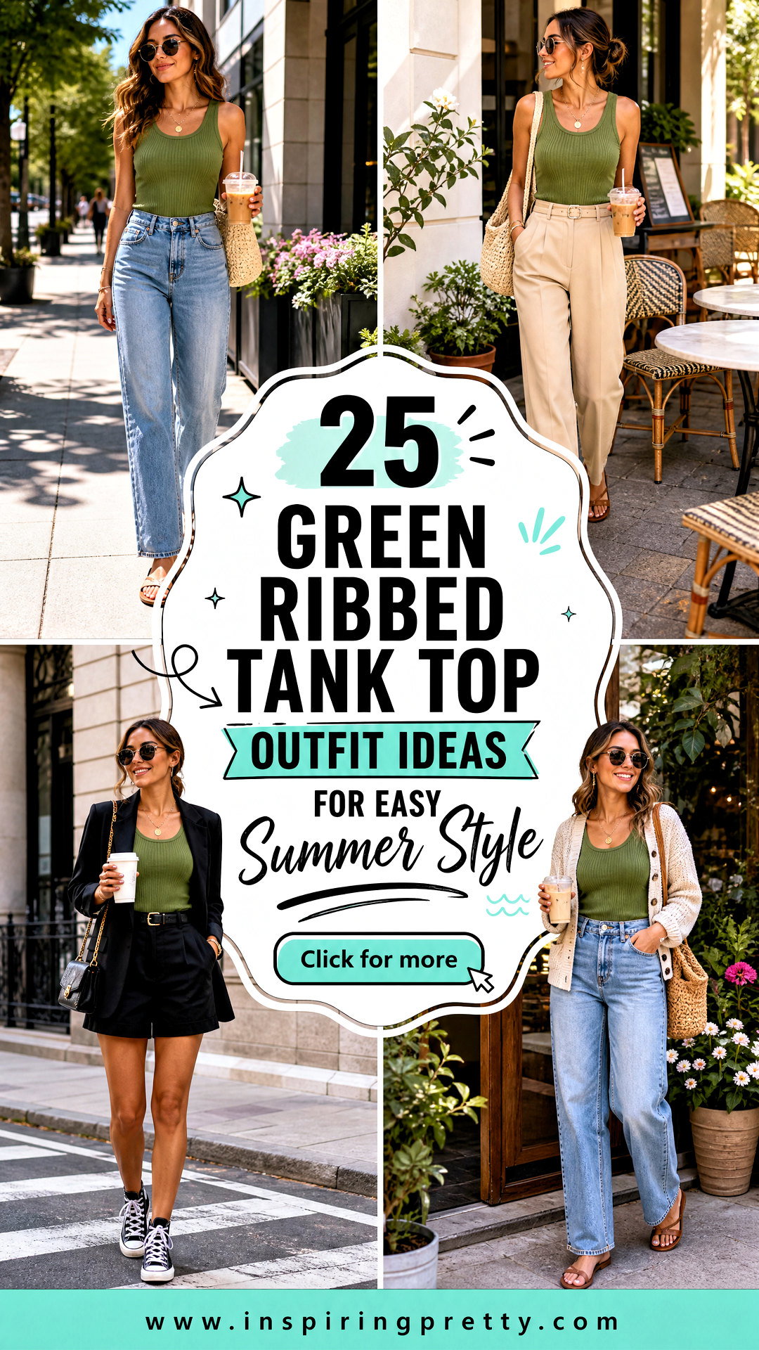 25 Green Ribbed Tank Top Outfit Ideas for Easy Summer Style - 25 Green Ribbed Tank Top Outfit Ideas for Easy Summer Style
