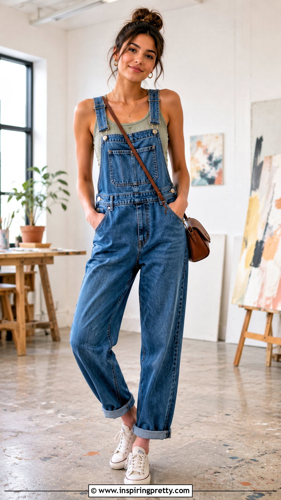 Green Ribbed Tank Top With Overalls - 25 Green Ribbed Tank Top outfit ideas