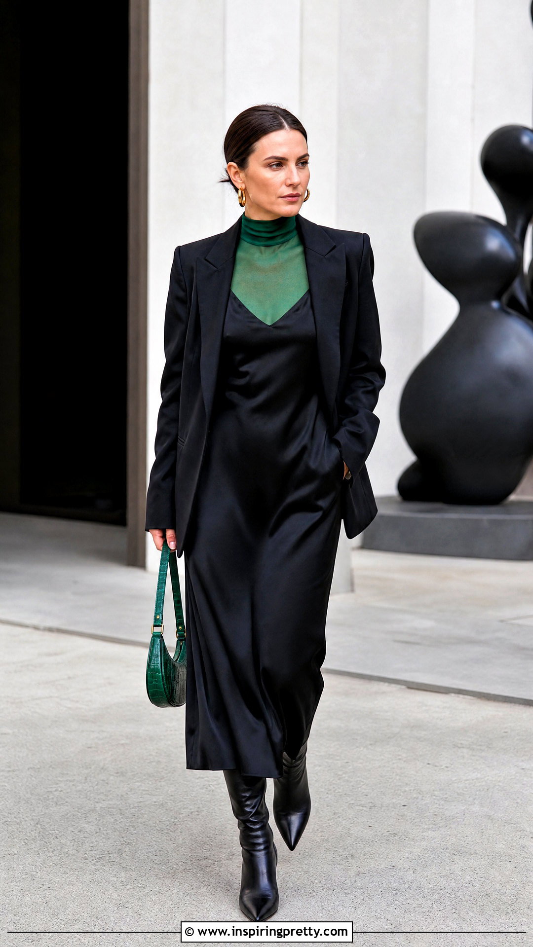 Green Sheer Top Under Black Slip Dress - 20 Sheer Top Under Slip Dress outfit ideas