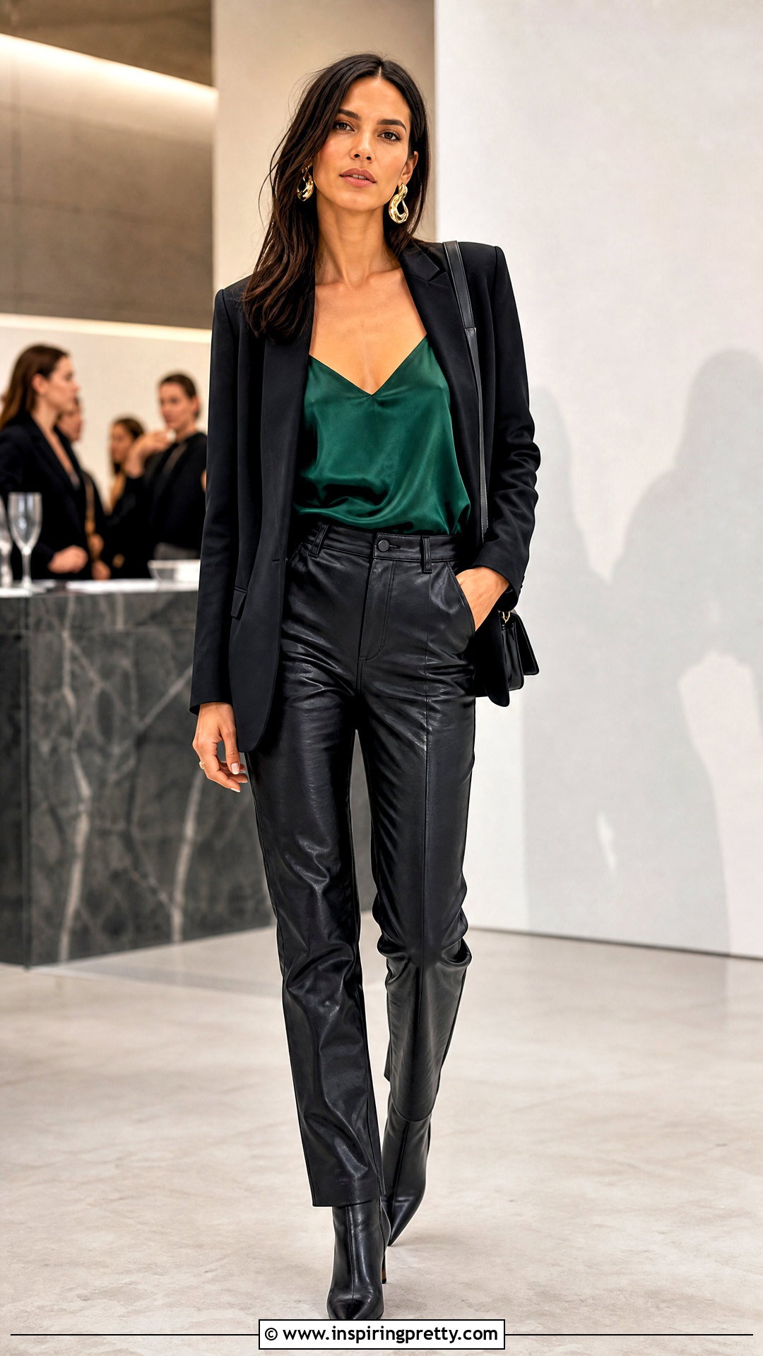 Green Silk Tank Top With Black Leather Pants - 25 green silk tank top outfit ideas