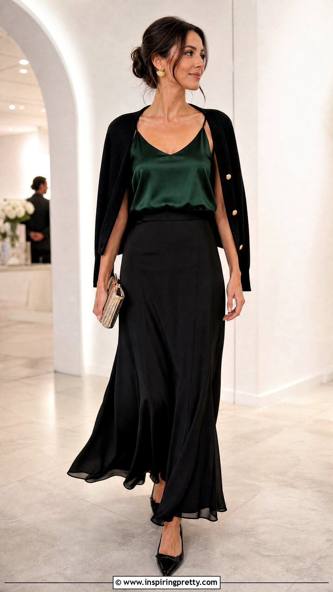 Green Silk Tank Top With Black Maxi Skirt - 25 green silk tank top outfit ideas