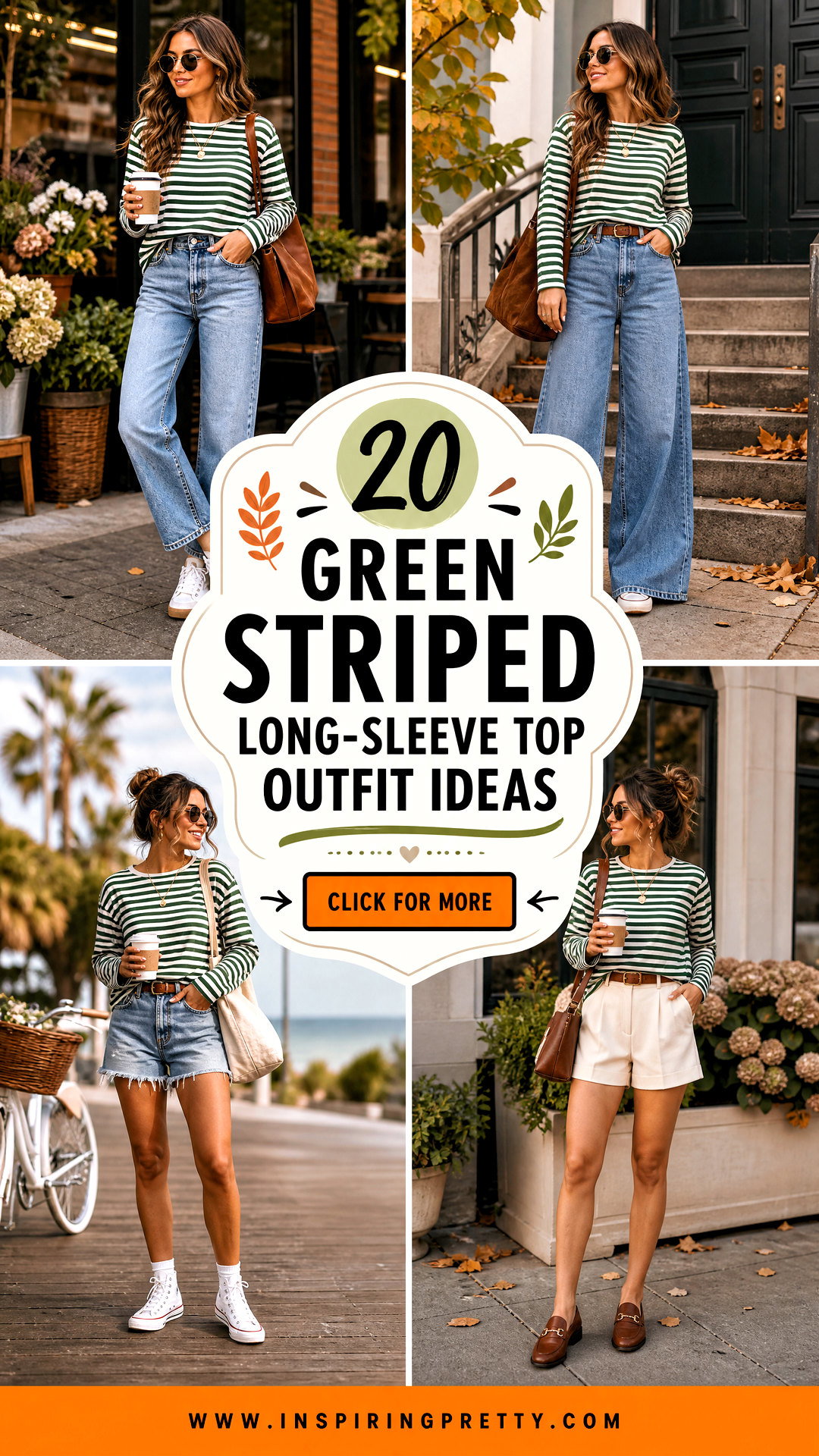 20 Green Striped Long-Sleeve Top Outfit Ideas for Fall - 20 Green Striped Long-Sleeve Top Outfit Ideas for Fall