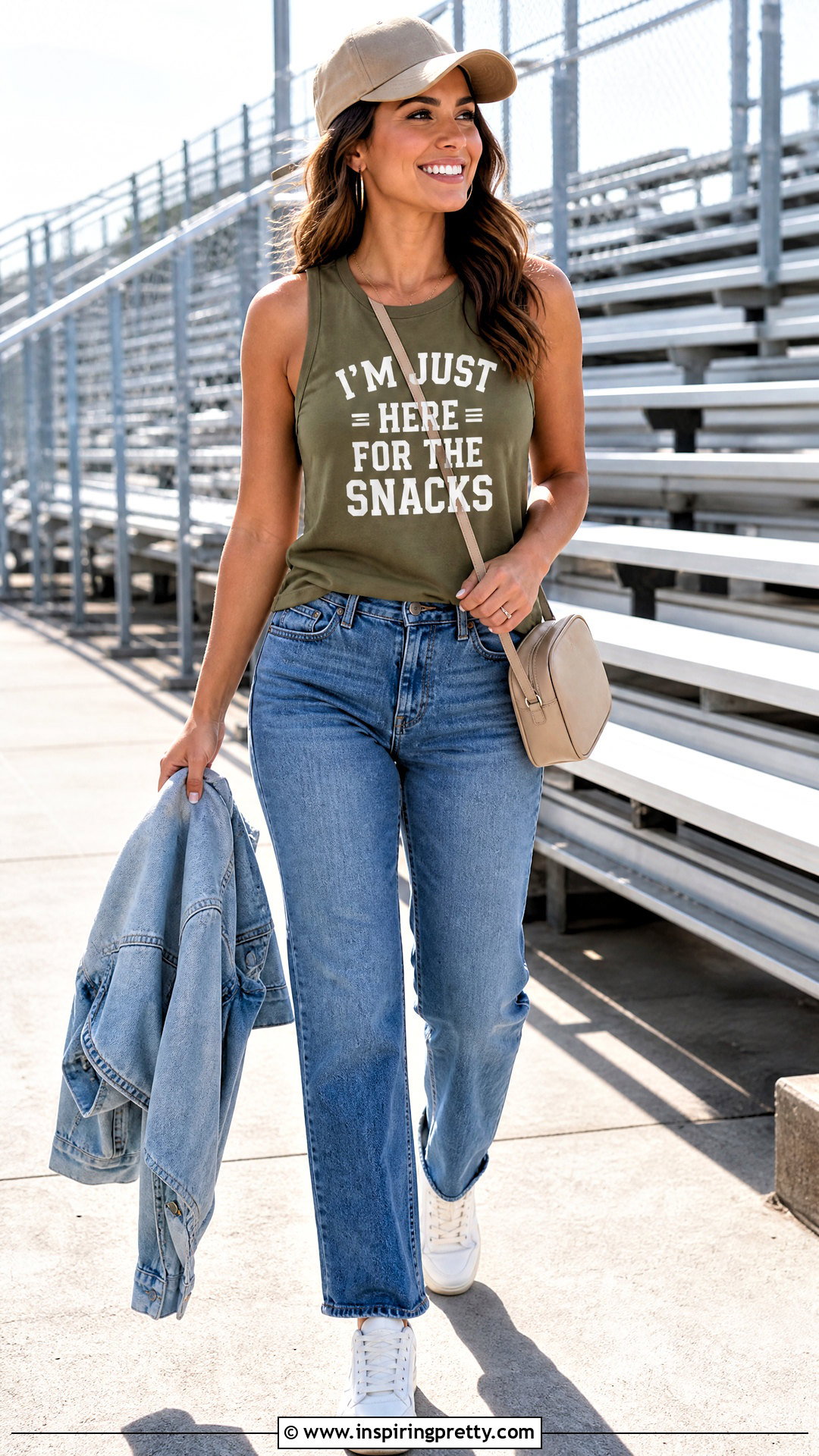 Green Tank Top With Denim And Game Day Snack Quote - 20 Green Tank Top With Humorous Quotes