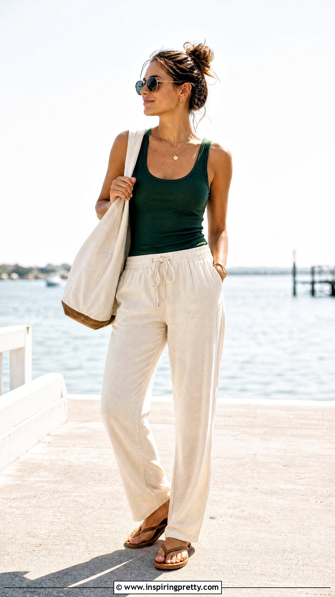 Green Tank Top With Drawstring Pants - 50 green tank top outfit ideas