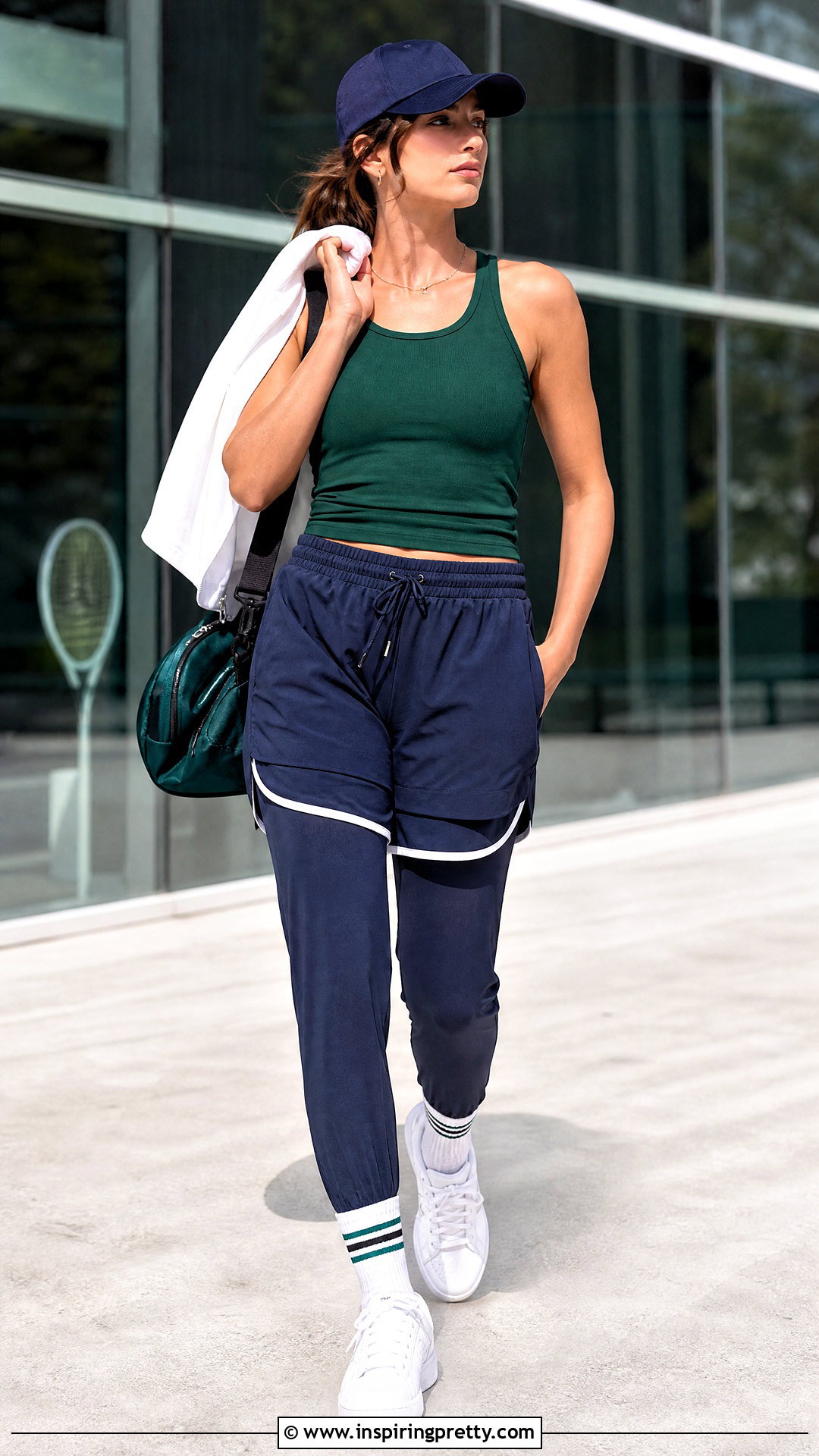 Green Tank Top With Navy Track Pants - 20 Green Tank Top Tennis Styles