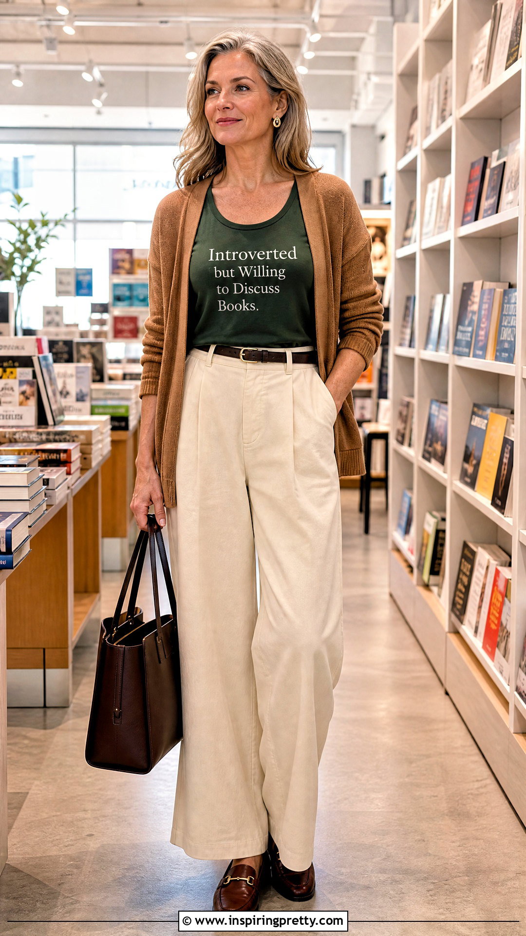 Green Tank Top With Wide Leg Pants And Book Lover Quote - 20 Green Tank Top With Humorous Quotes