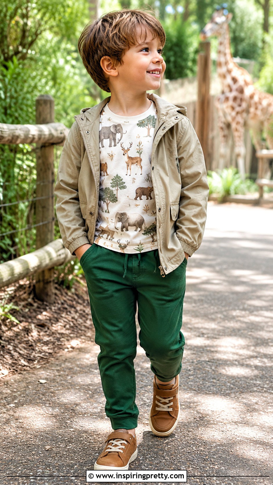 Green Trousers And Animal Print Top Outfit - 50 trouser and top for kids