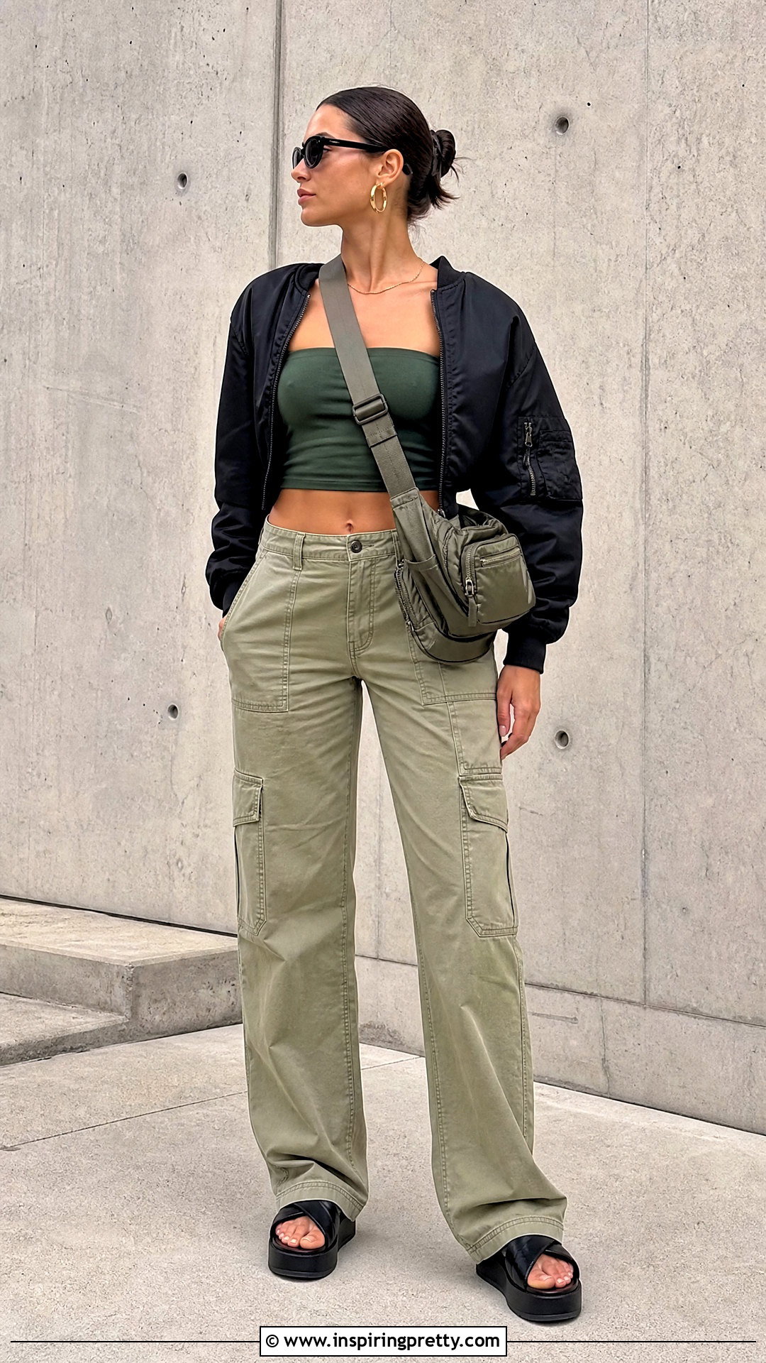Green Tube Top With Khaki Cargo Pants - 50 green tube top outfit ideas
