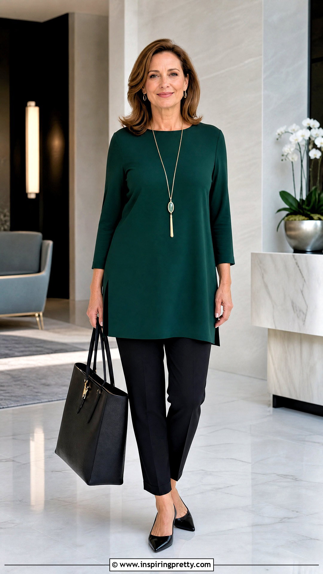 Green Tunic Top With Slim Pants - 50 green tops outfit ideas
