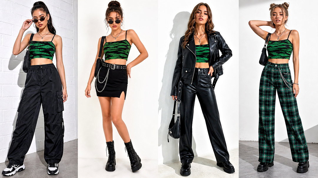 25 Green and Black Crop Top Outfit Ideas for Edgy Style