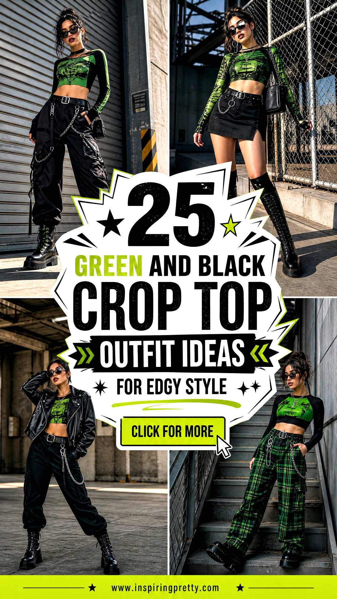 25 Green and Black Crop Top Outfit Ideas for Edgy Style - 25 Green and Black Crop Top Outfit Ideas for Edgy Style