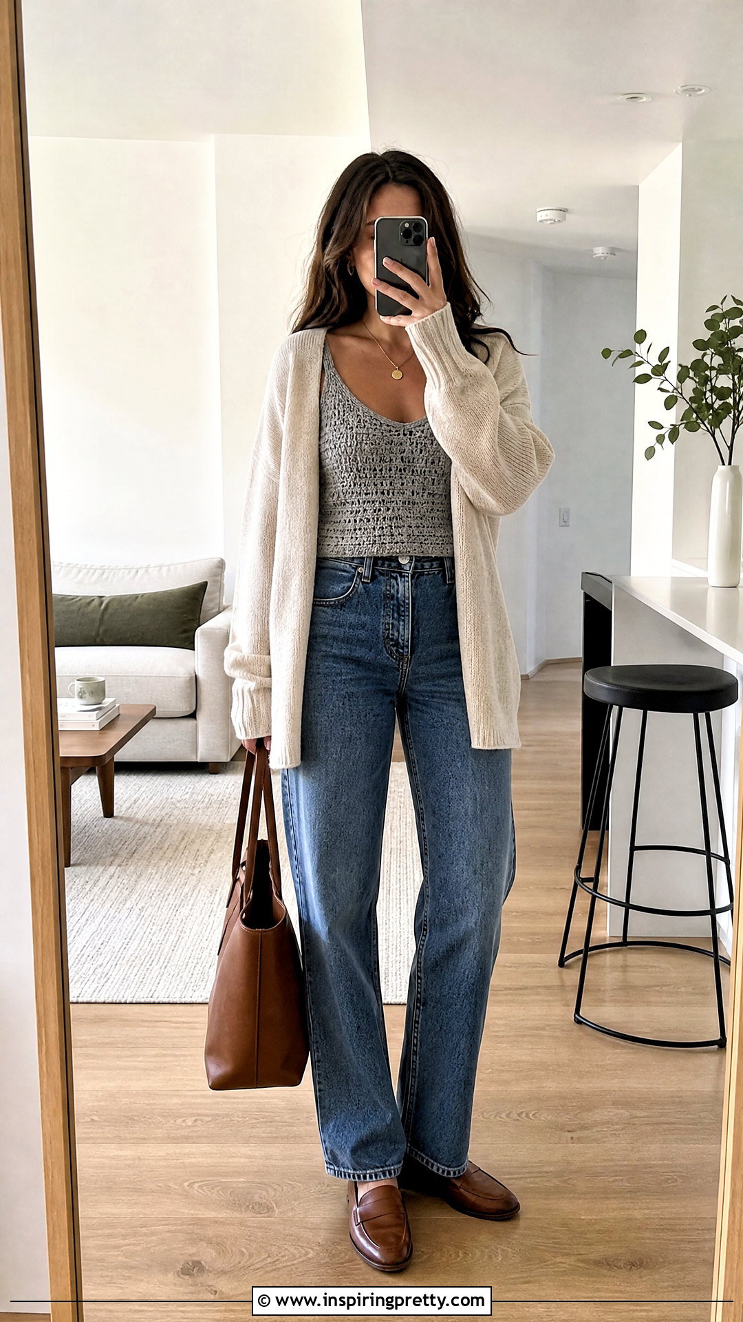 Grey Crochet Tank Top With Cardigan And Jeans - 20 Crochet Grey Tank Top outfit ideas