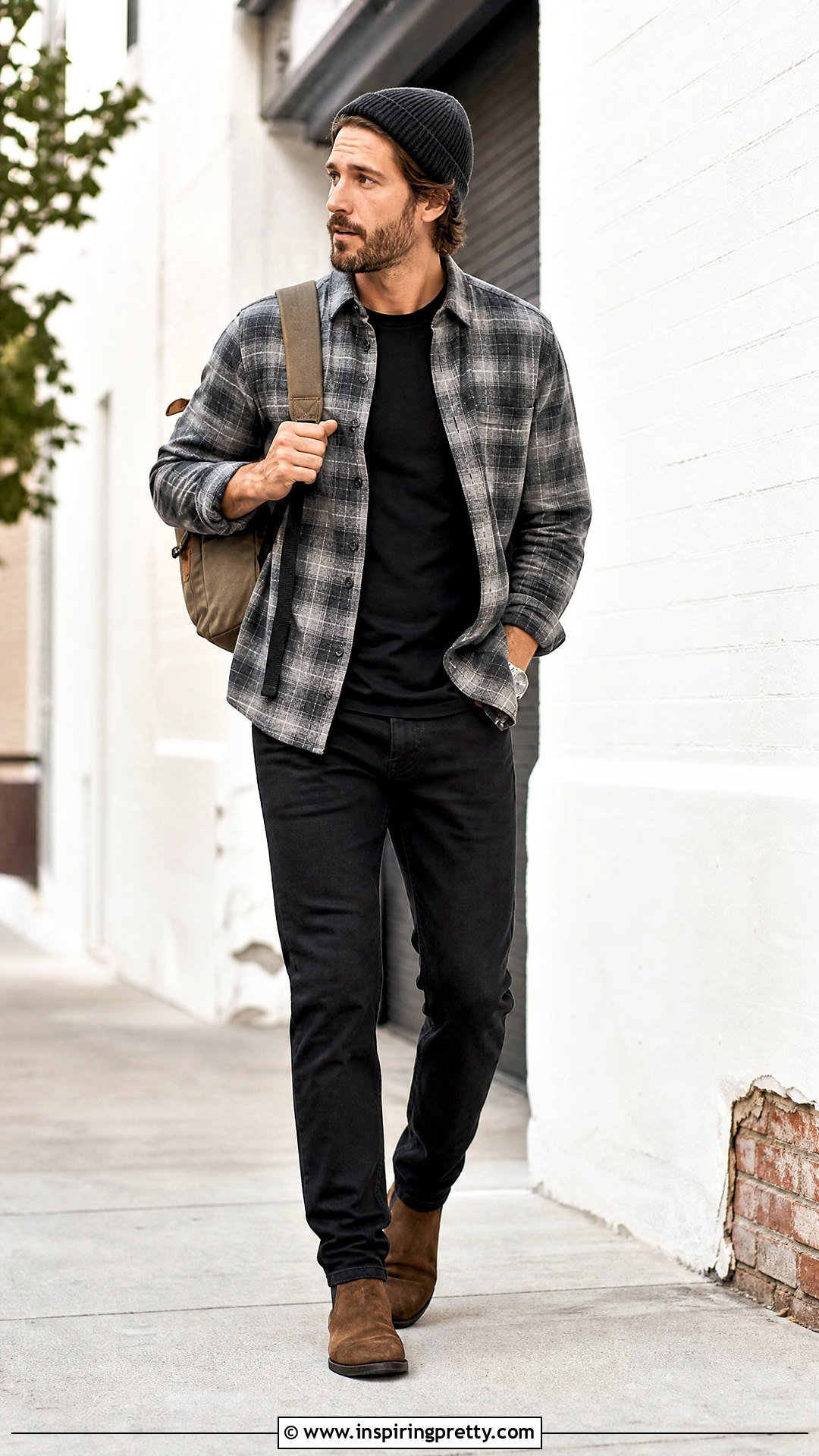 Grey Flannel Shirt With Black Jeans - 20 Grey Top Black Pants Men