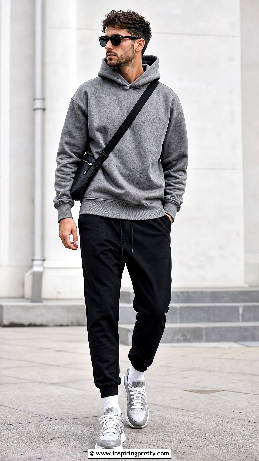 Grey Hoodie With Black Joggers - 20 Grey Top Black Pants Men